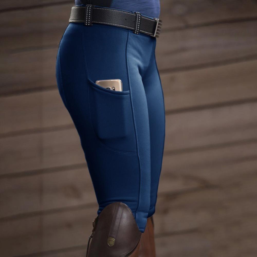 Full Seat Equestrian Breeches Anti-pilling Navy Horse Riding Tights Pocket Hip Lift Equestrian Pants Horse Racing Trousers