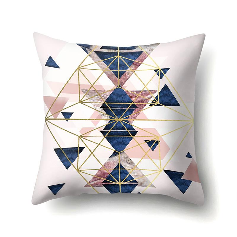 Polyester Pillowcase Marble Nordic Ins Style Geometric Printed Peach Leather Velvet Living Room Sofa Pillowcase