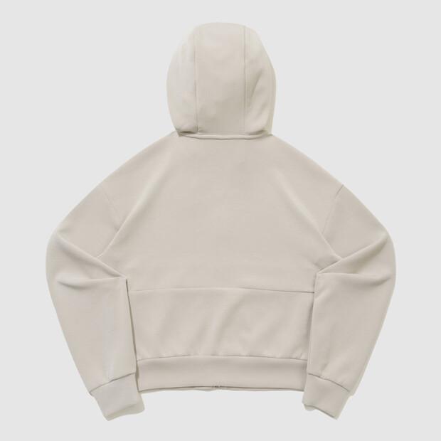 LECOQ Women'S Double Tension 2.0 Loose Fit Semi-Crop Zip-Up Hoodie - Beige Qr122Oft11