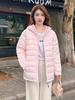 Rib down jacket women's autumn and winter new popular hooded light and thin short trendy fashion loose coat