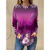 Women's Floral Print Long Sleeved T Shirts Casual and Fashionable Outdoor Round Neck Pullover Slim Fit T-shirt for Spring and Autumn Tops