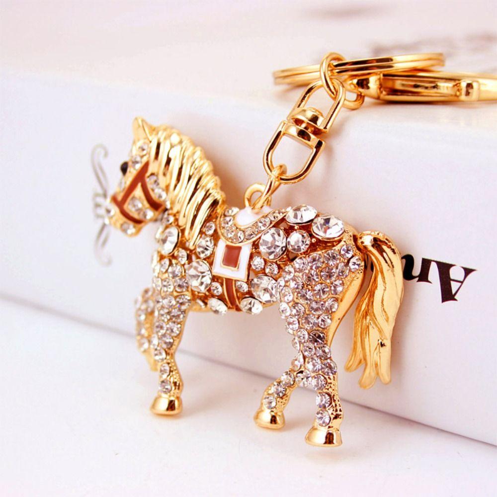 Colorful Horse Key Chain Metal Animal Key Ring Luxury Hand Bag Pendant For Women Men