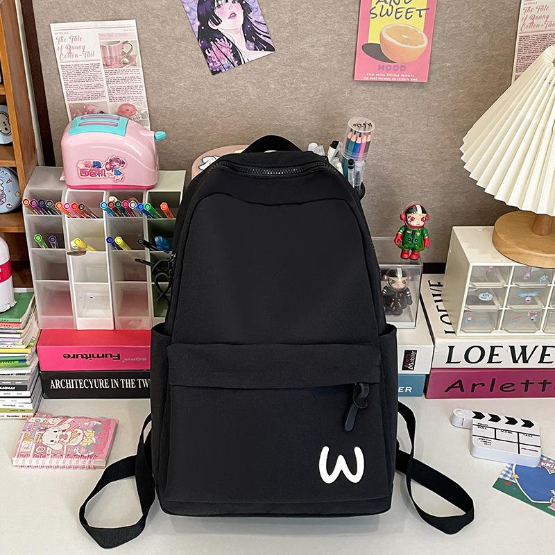 School Bag Women's Ins College Style Fresh Solid Color Backpack Junior High and High School College Student Backpack High-end Sense Bag Simple
