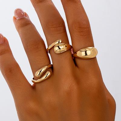 3-teiliges Set Damenringe, Stilvoll und Einzigartig, Verstellbares Offenes Design, Einfache Ol-Stil Ringe, Geeignet für den Täglichen Gebrauch