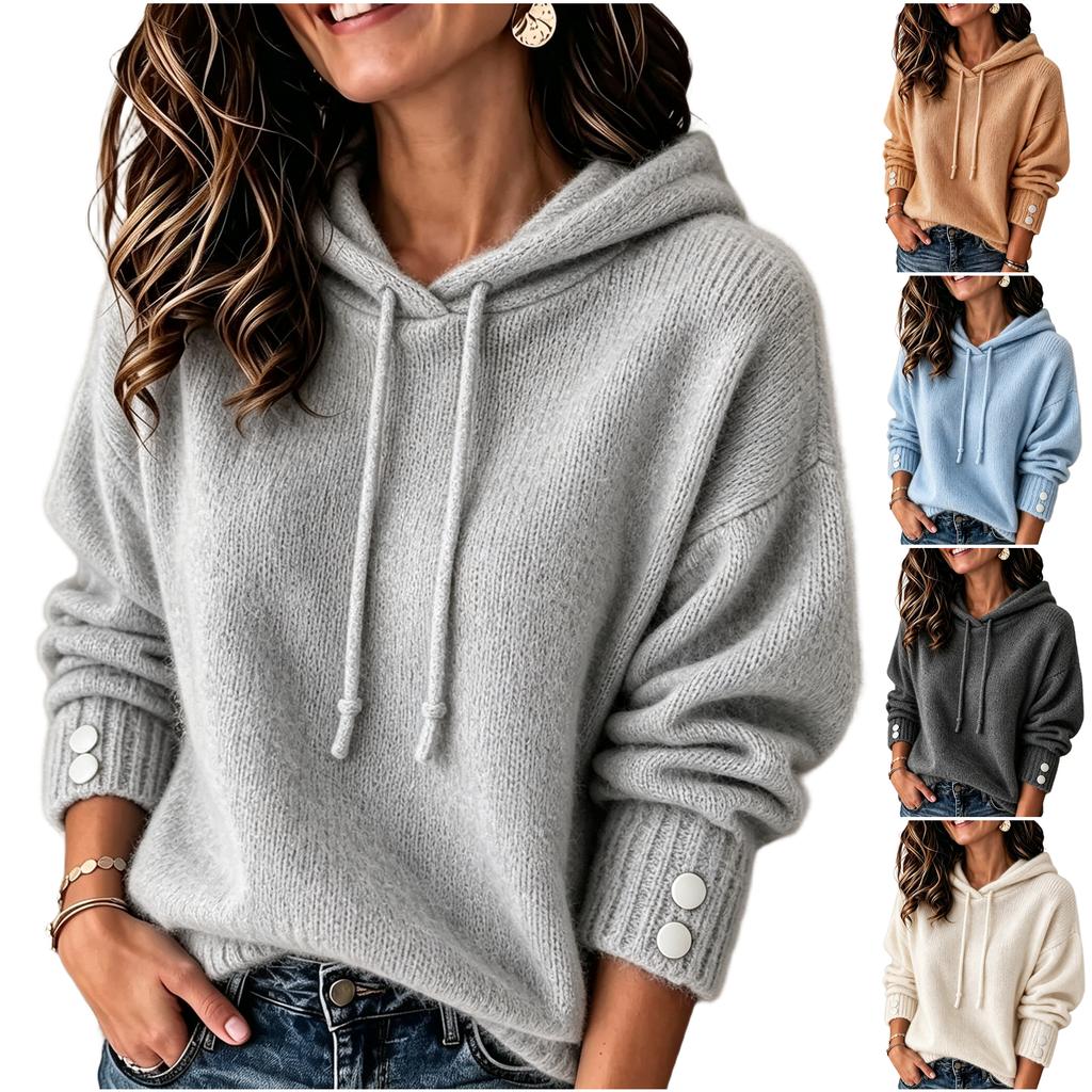 Women's Casual Hooded Top Color Loose Fit Versatile Everyday Wear