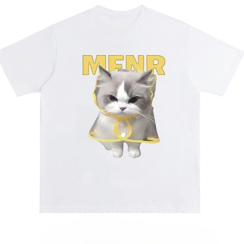 

Fun Cat Printed Men s T-Shirt Summer Vintage Kawaii Men s Women s Surfing Beach T-Shirt Unisex Breathable Casual Top S