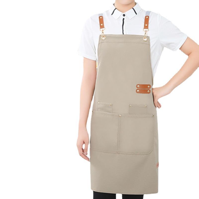 Waterproof Cross-Back Canvas Apron: Oil-Proof, Dirt-Resistant Kitchen & Catering Workwear