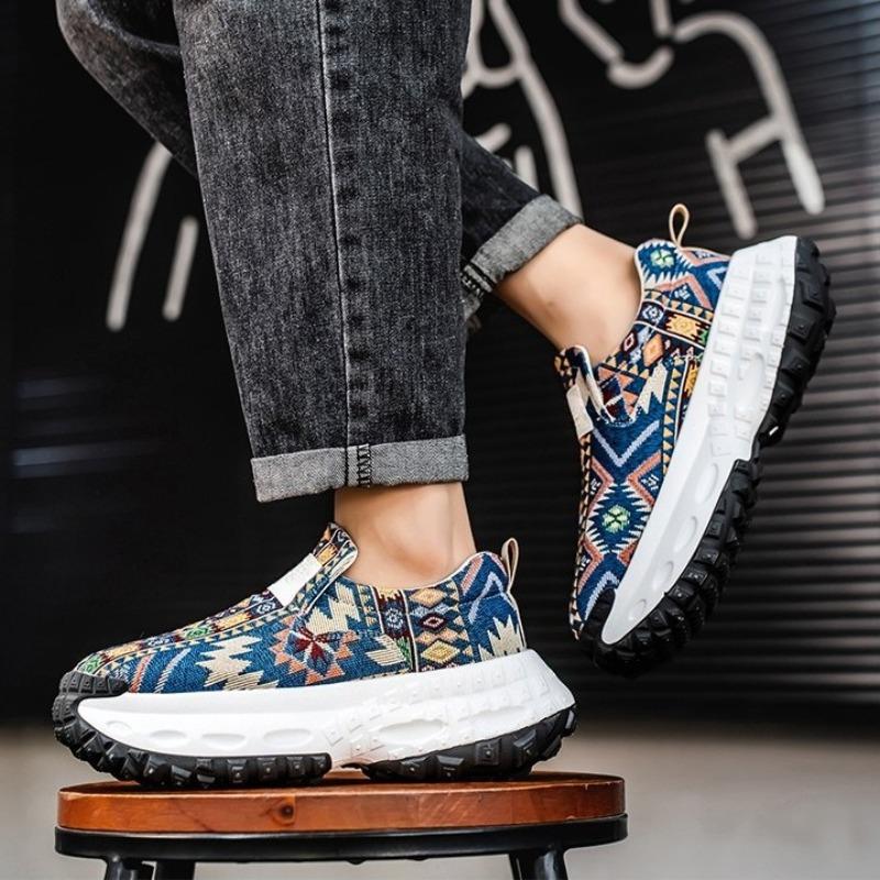 Men'S Platform Sneakers Autumn New Breathable Comfortable Vintage Casual Shoes Fashion Height Increase Outdoor Vulcanized Shoes
