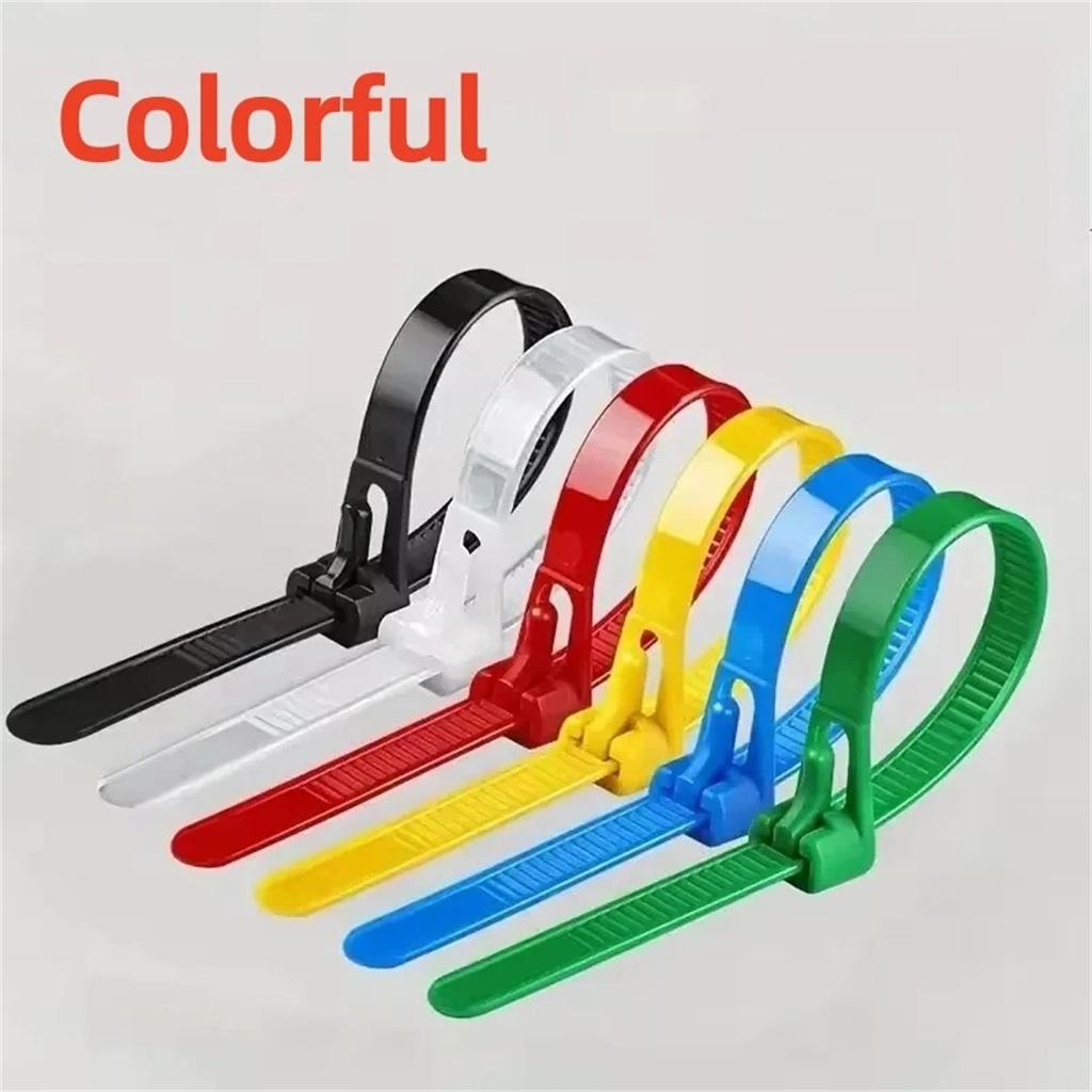 5/1000Pcs Reusable Cable Ties Cable Lock Loop Nylon Ties Removable Minimalist Recyclable Mixed Colours Black White Cable Ties