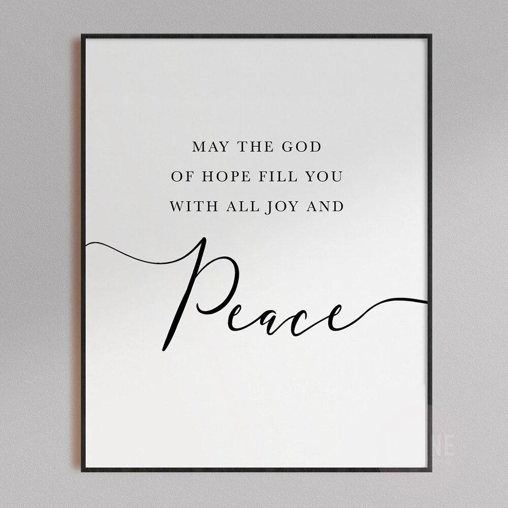 Modern Romans 15:13 NIV Bible Verse Scripture Peace Quote Christian Wall Art Canvas Painting Posters For Living Room Home Decor