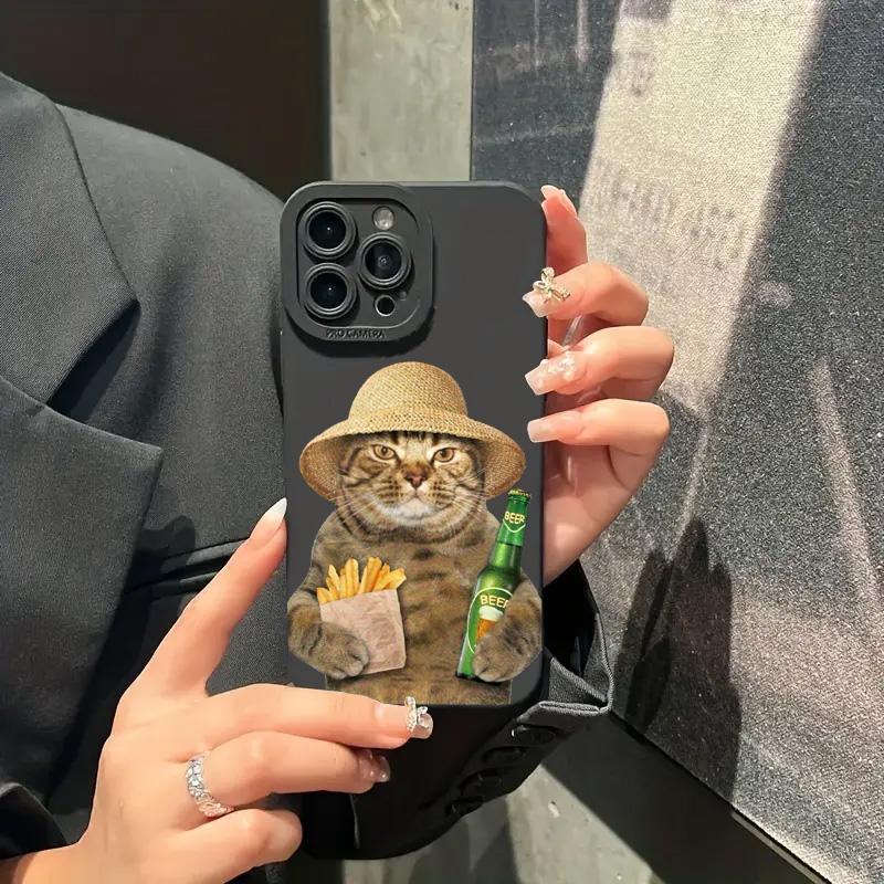 Cute Beer Cat Pattern Silicone Soft Phone Case For Xiaomi Mi 15 14T 13T 12T Pro 14 13 11 Lite NE Poco F6 F5 X5 M6 X7 Pro Cover