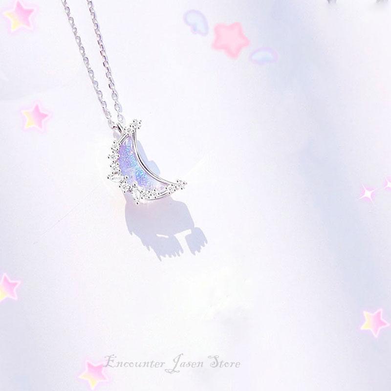 2023 Cute Trendy Star Moon Sugar Necklace New Moon Cloud Collarbone Chain Will Change Color Sugar Birthday Women's Gifts Jewelry