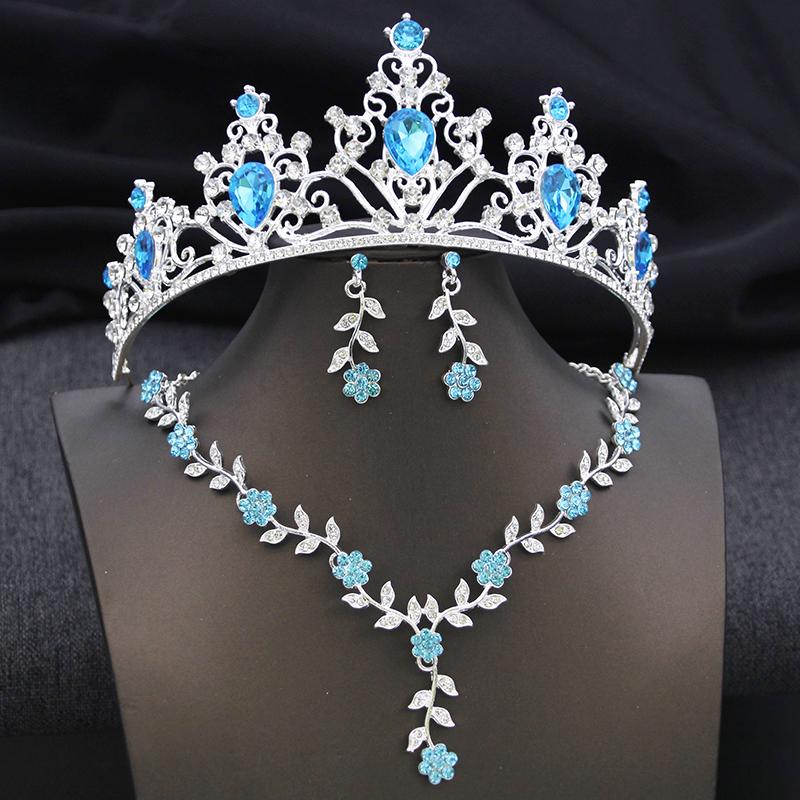 3Pcs Crown Bridal Jewelry Sets for Women Princess Tiaras and necklace earrings Prom Birthday Wedding Tiaras and Crowns Set