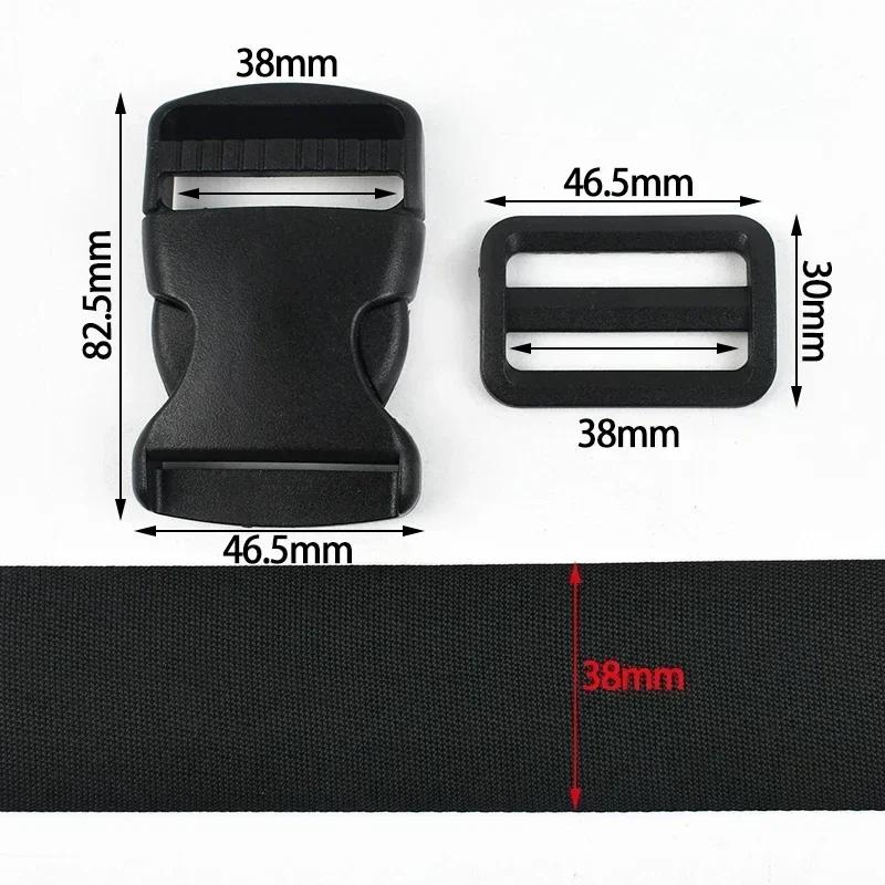 Meetee 10Sets 20-50mm Nylon Webbing Black with Plastic Slider Buckle Quick Release Buckle Backpack Strap Dog Collar Accessories