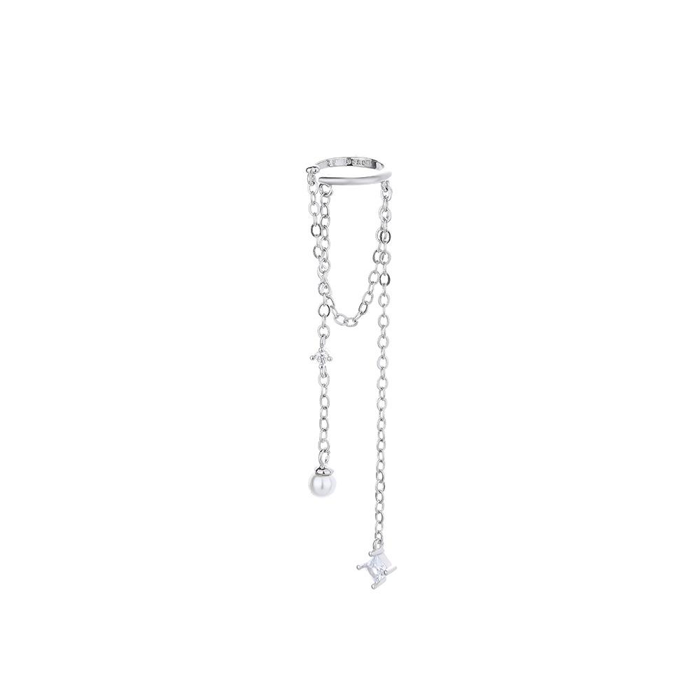 Gu Maoning, Gypsy Ear Clip Tassel Pearl No Ear Piercing Earrings Long High-End Multi-Layer Zircon Ear Bone Clip
