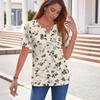 Sommer Oberteile für Damen Knopfleisten Blusen für Damen Elegant Lässig V-Ausschnitt T-Shirts
