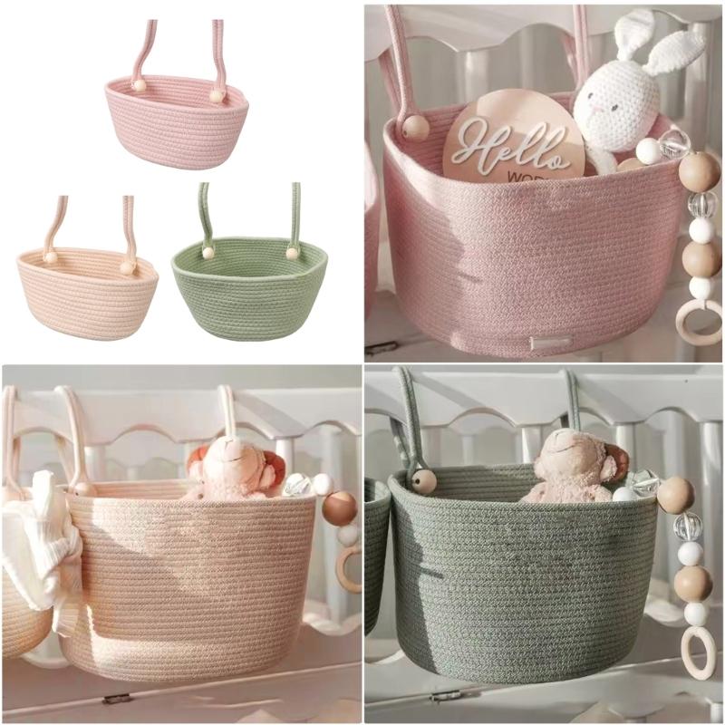 Geräumiger hängender Kinderzimmer-Organizer Baby-Gitterbett-Aufbewahrungskorb für essentielle Windeln Spielzeug Tragbares Leichtgewicht-Design