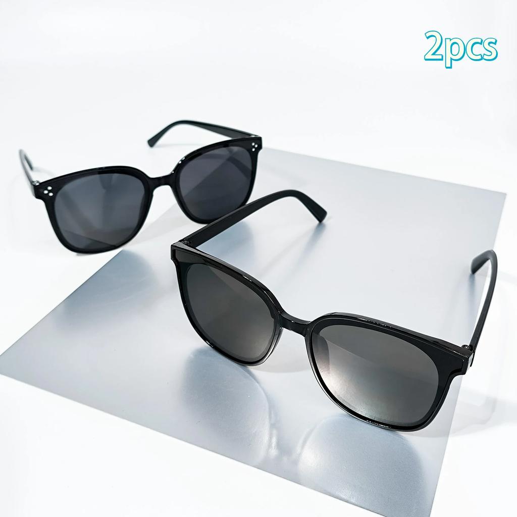 2pcs Oval Fashion Glasses for Men and Women, Vintage Oversized Frame Oval Sunglasses