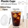 10pcs 16oz Clear Plastic Cups with Lids and Straws Plastic Coffee Cups with Lids Milkshakes Clear Party Coffee Cups Coffee Bar Accessories