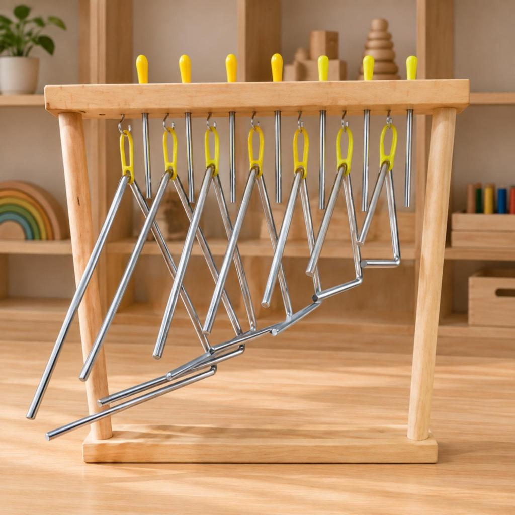 Triangular Chime Instrument Educational Freestanding Set Child-Friendly