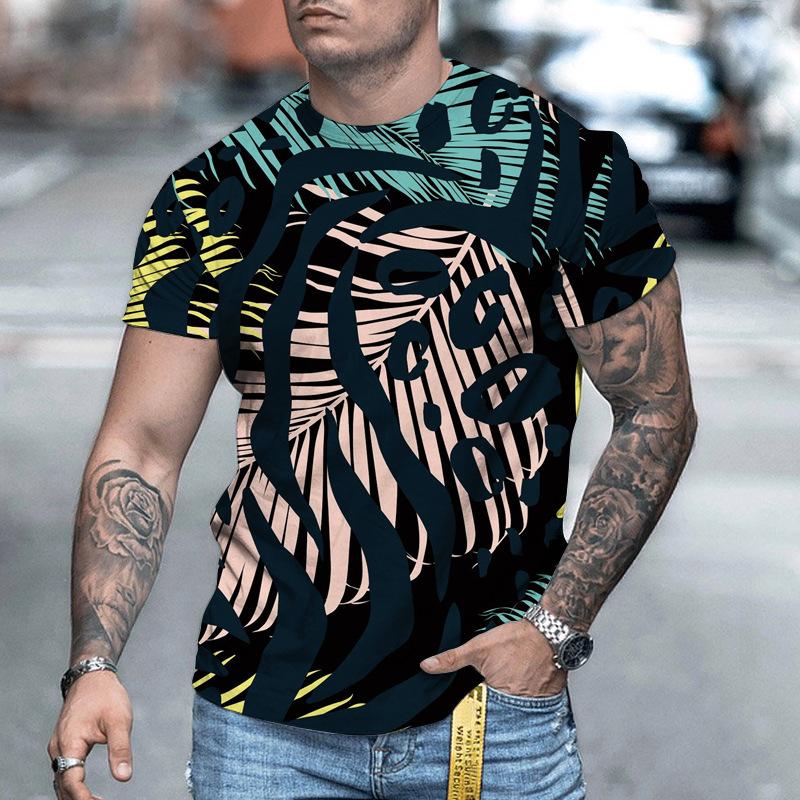 Summer Men T-Shirt Round Collar Short Sleeve Shirt Tee Top