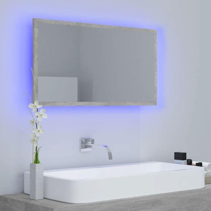 VidaXL LED Bathroom Mirror Concrete Grey 80x8.5x37 Cm Acrylic 804928