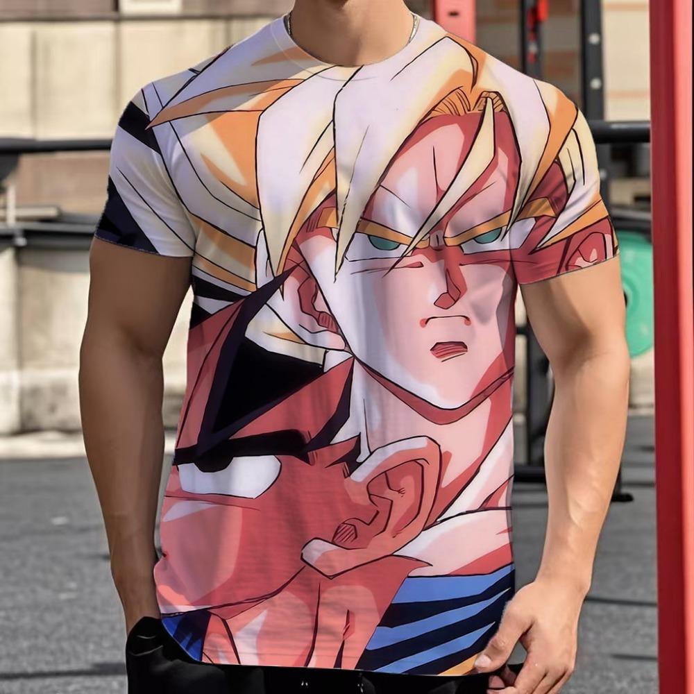 2025 New Fashion Dragon Ball 3D  Summer Short Sleeve O-Neck Goku Vegeta Men's Casual Shirt Boys