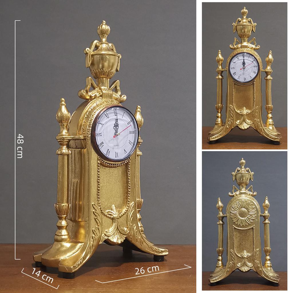 European Resin Desk Clock Vintage Clock American Living Room Fireplace TV Cabinet Creativity Ornaments Home Table Clock