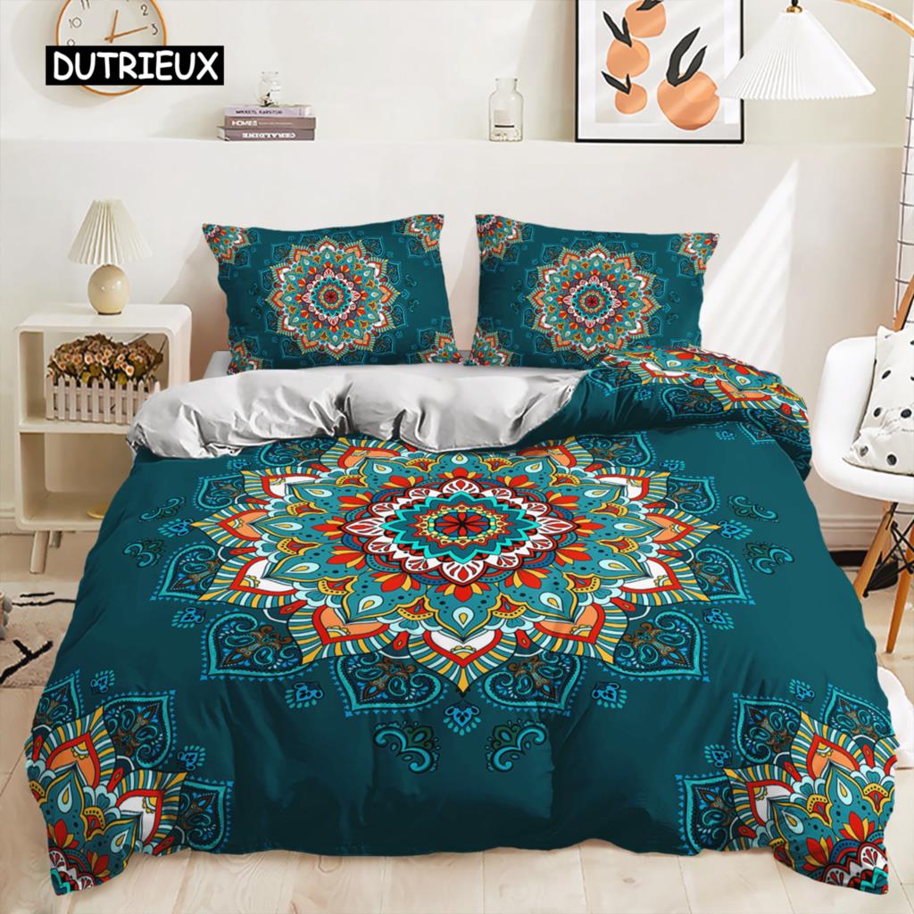 Bohemian Bedding Set Boho Flowers Duvet Cover Exotic Nationality Pillowcases Queen King for Woman Couple Bedroom Decorations