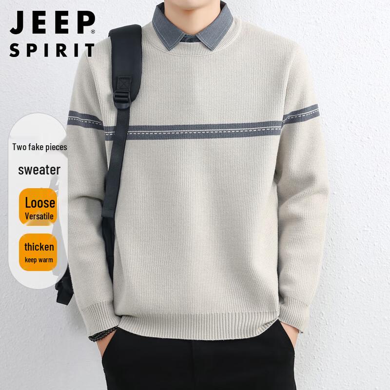 

JEEP SPIRIT Men s Faux Two-Piece Sweater L