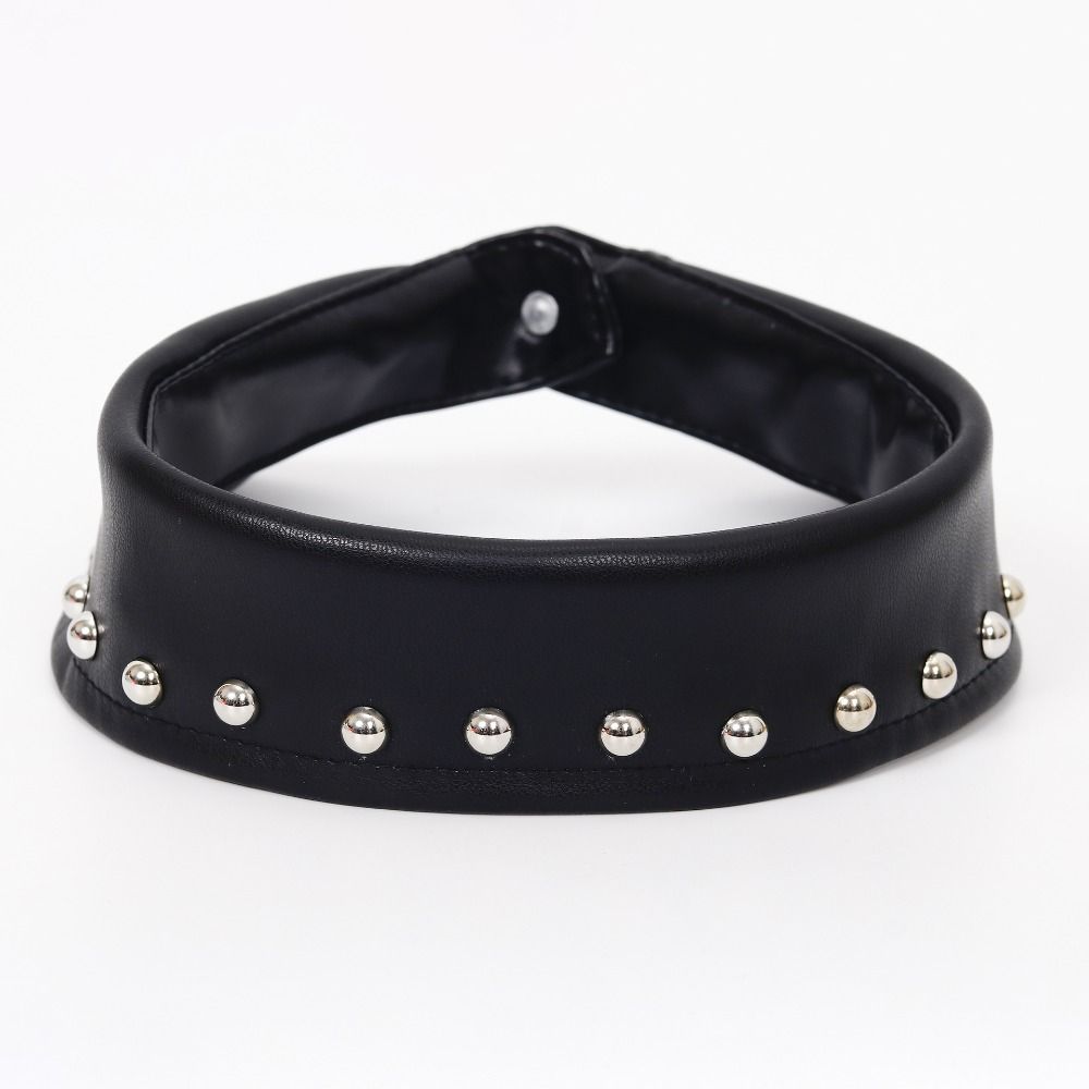 Pu Black Leather Fake Collar Detachable Punk Style Collar Fashion Rivet Collar  Cosplay