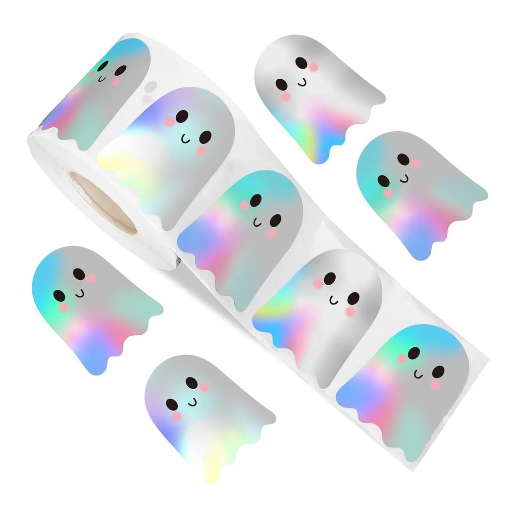 Waterproof Lasers Ghosts Stickers For Water Bottles Multifunctional Round Labels 500 Count Stickers For Halloween Party