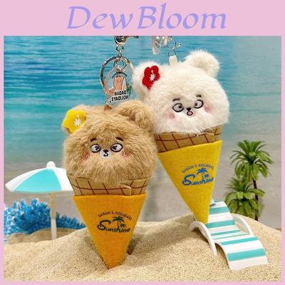 Bear Ice Cream Plush Keychain With Flower Decoration For Collectors And Kids