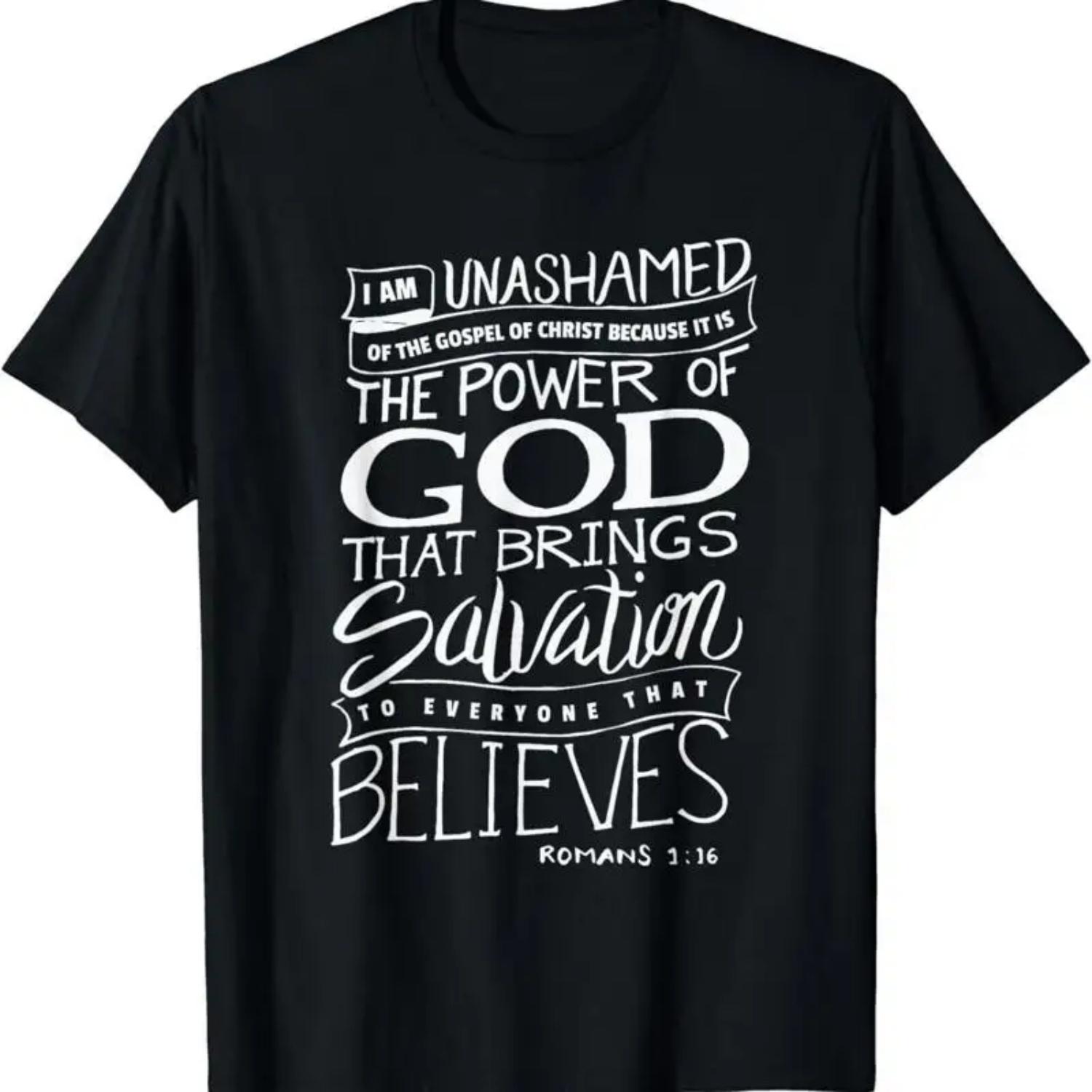

New I Am Unashamed Of Gospel Bible Verse Christian Faith T Shirt Made In Usa XXXXXL чорний