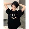 Pure cotton black short-sleeved women's t-shirt new popular summer unique design niche top loose t-shirt