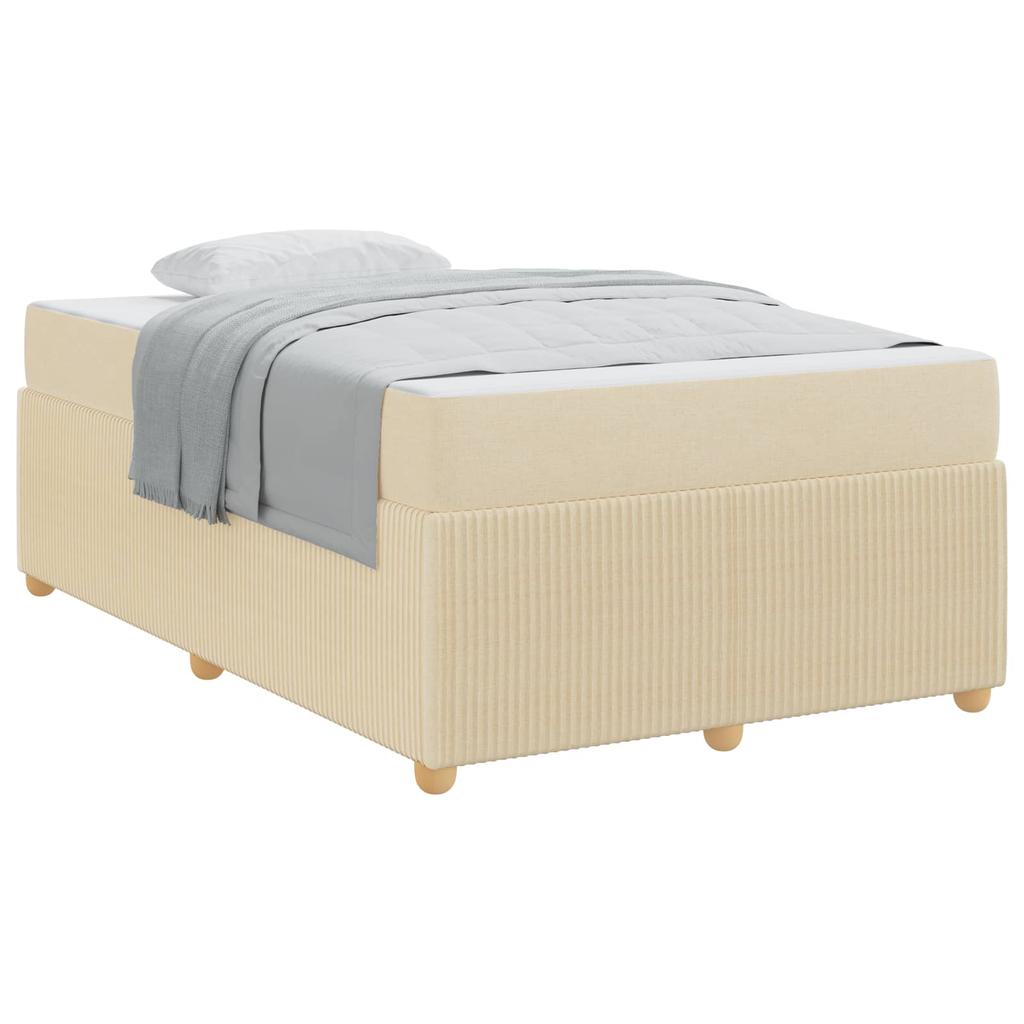 Bed Frame with Mattress Cream 120 X 190 Cm Fabric