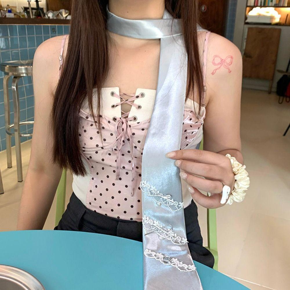 Lace Bow Necktie Heart JK Uniform Necktie Simple Shirt Tie Decoration Performance
