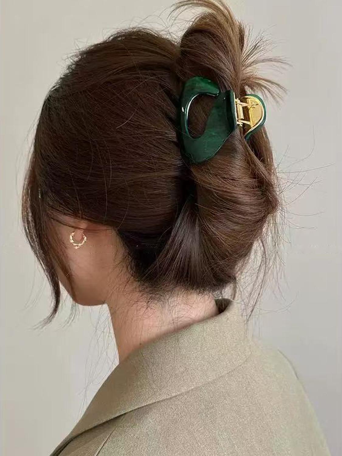 

1pc korean style acetate alloy hair claw, retro temperament cloud hairpin shark clip, chic and versatile personality hair claw