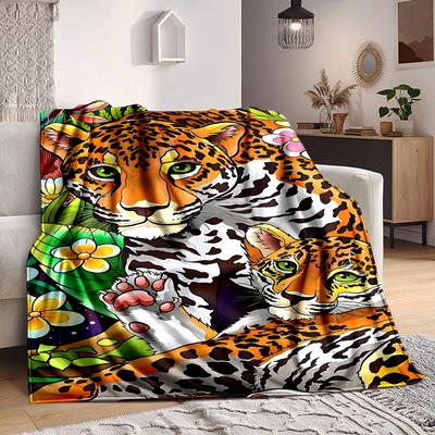 1PC Leopard Print Blanket, Throw For Sofa, Bed, Travel, Camping, Livingroom, And Bed, Printing Blanket With Soft And Warm Fabric Yy250918148