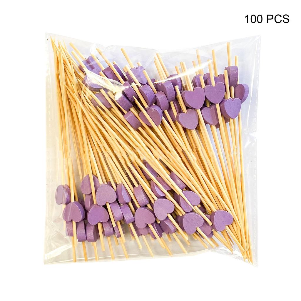 100 Pezzi Spiedini Usa e Getta per Cibo Stuzzicadenti Legno Buffet Cupcake Frutta Forchetta Festa Torta Dessert Insalata Bastoncino a Forma di Cuore
