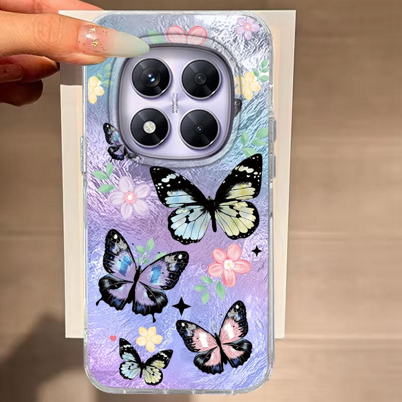 Case For Redmi Note 14 Pro Plus 13 Pro 14S 14C 13C A3 Xiaomi 14T 13T Pro Phone Cover Green Butterfly Gradient For Redmi A5 Bags