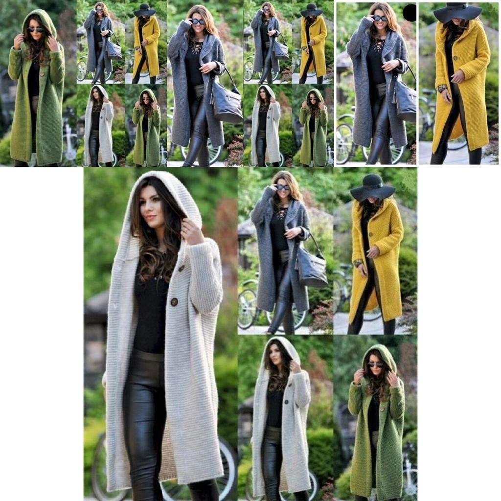 Cardigan Autunnale Caldo ed Elegante da Donna con Cappuccio Caldo e Maniche Lunghe