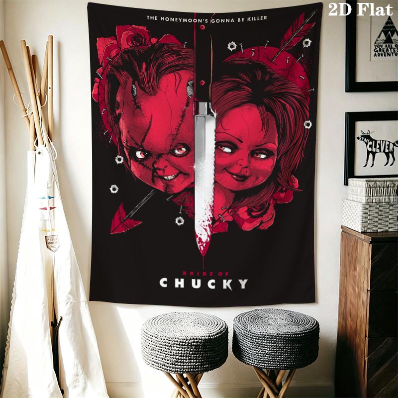 Arazzo da Parete Chucky Appeso Estetico alla Parete Coperta in Tessuto Stampato Arazzi Decorativi per Camera da Letto Soggiorno Decorazioni per la Casa
