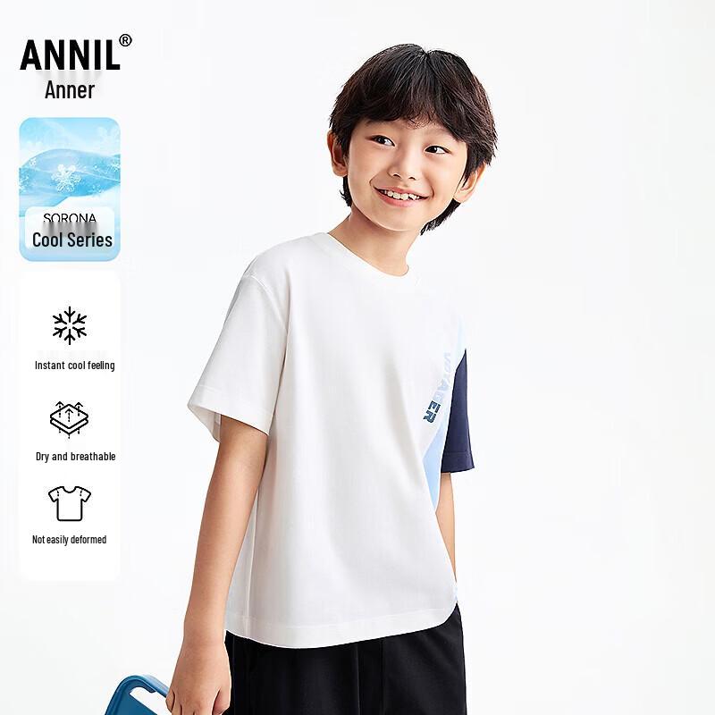 Annil Boys  Color Block Short Sleeve Knit T-Shirt 140
