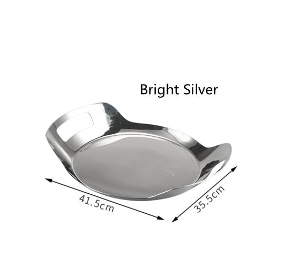 Vintage Silver Stainless Steel Fruit Tray, Salad Bowl, Tableware, Snack Storage Tray, Coffee Shop Decoration Service Tray