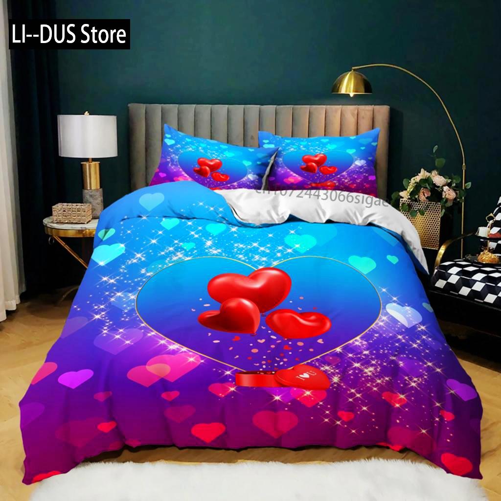 Set Copripiumino Cuore d'Amore Rosa Set Biancheria da Letto Cuore d'Amore Regalo San Valentino Camera da Letto Ragazza Microfibra Queen King Size Copripiumino