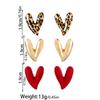 3 Pairs of Personalized and Versatile Leopard Print Heart-shaped Women's Earrings Set, Red Spray Painted Earrings