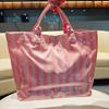 Stylish Striped Pvc Tote Bag Large-capacity Handbag Lightweight Portable Travel Shoulder Bag Casual Waterproof Shopping Bag