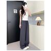 Women Linen Blend Wide Leg Pants High Waist Loose Summer Trousers
