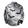 Men's Loose Fit Long Sleeve Shirt with Classic Collar Halloween Print Vintage Casual Button Down Shirt for Spring Autumn Daily Wear